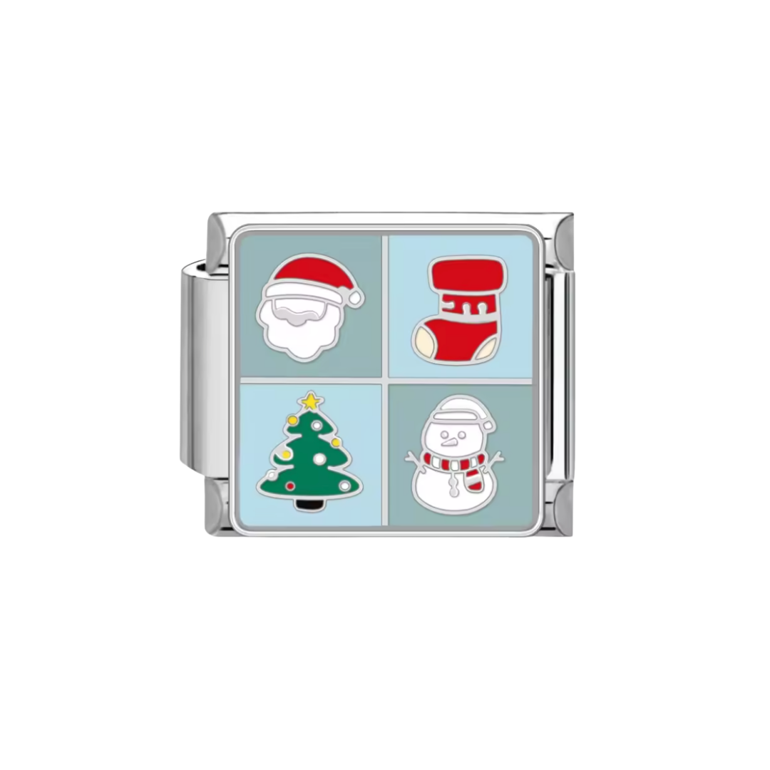 Santa, Stocking, Tree and Snowman