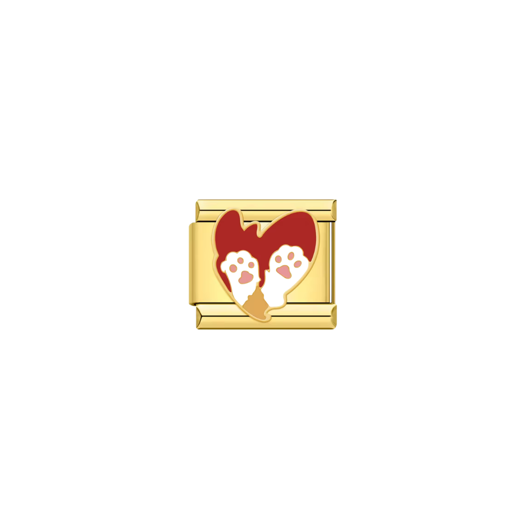 Red paw print heart