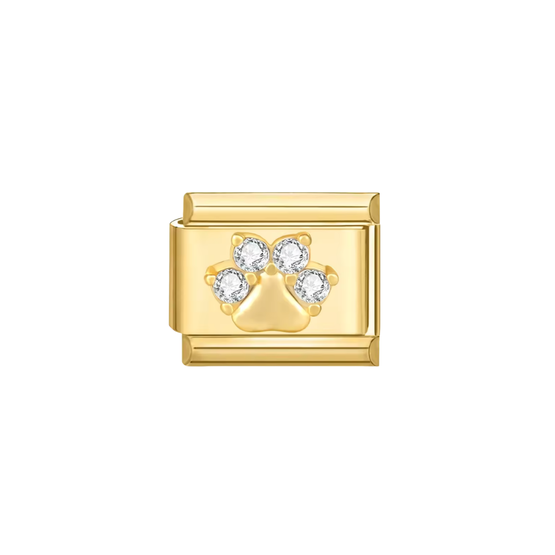 Gold diamond paw print