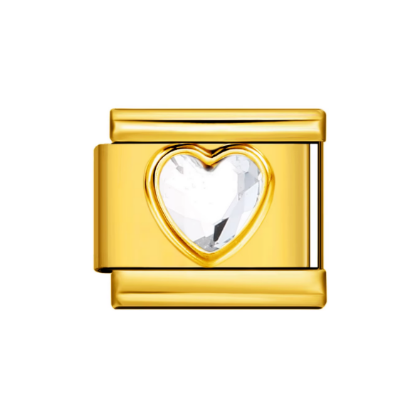 Golden Heart with White Gem