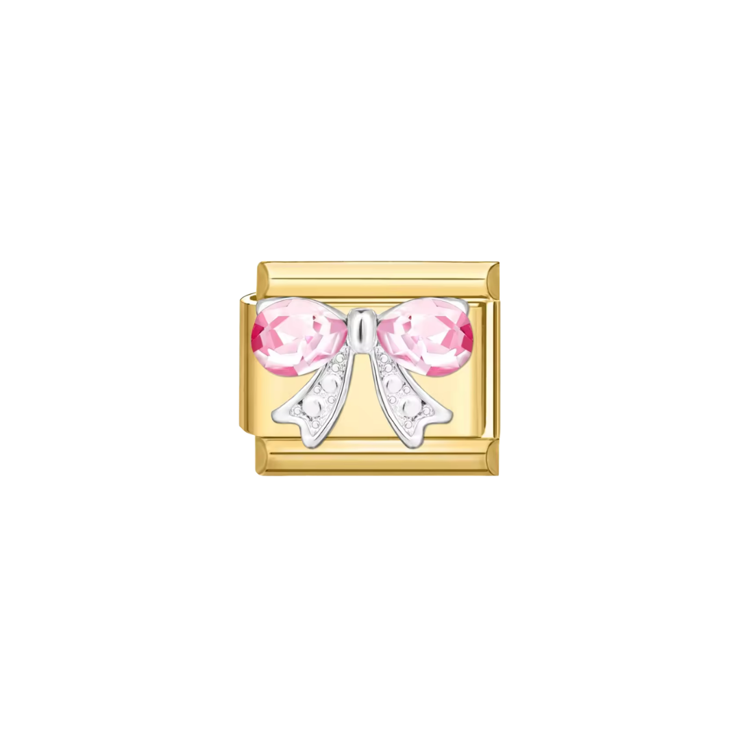 Pink bow crystal charm