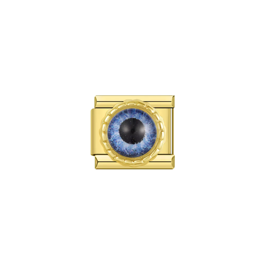 Gold blue evil eye charm