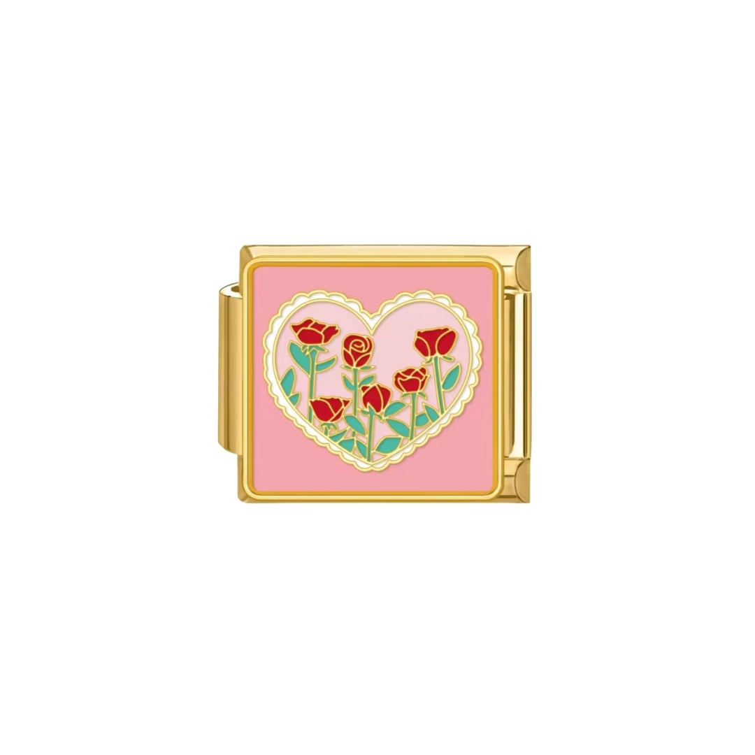 Pink rose heart