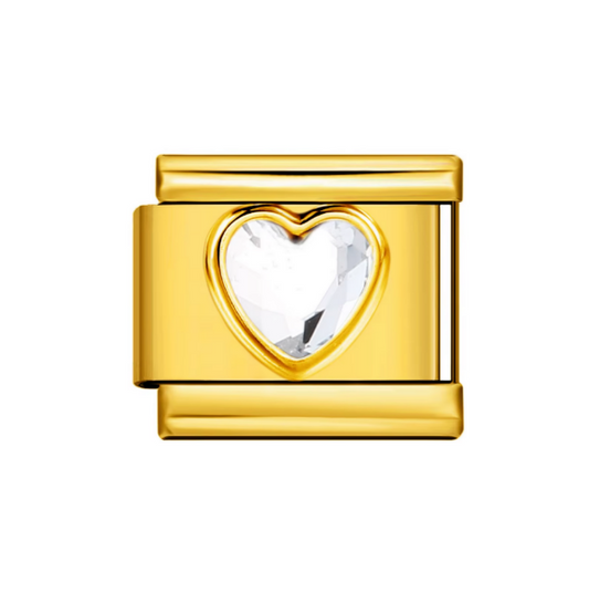 Golden Heart with White Gem