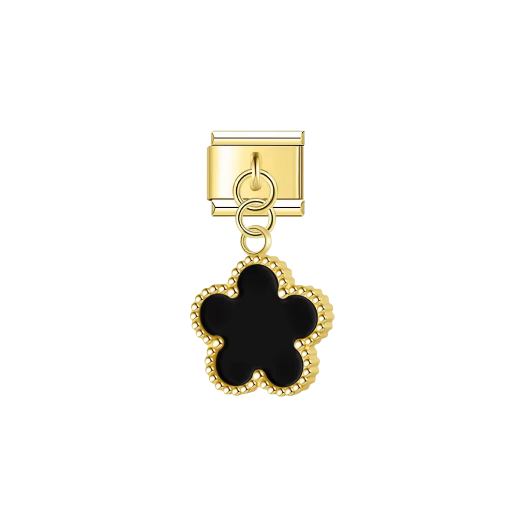 Black Flower Dangle Charm