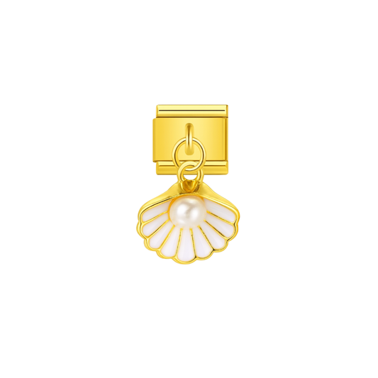 Golden Pearl Seashell Dangle